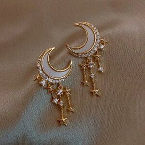 Moon Star Rhinestone Earrings